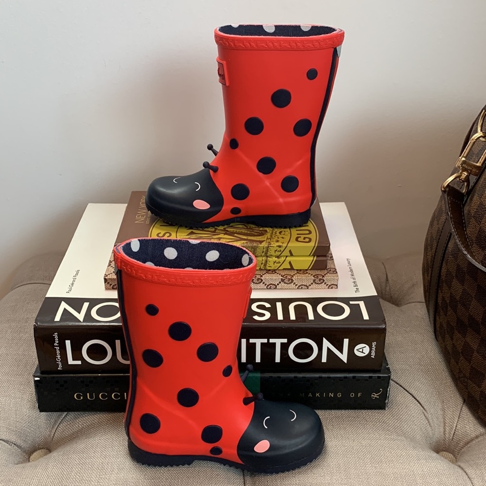 ❗️PRICE FIRM! Joules Roll Up Flexible Printed Rain Boots Red Lady Bug US Kids 9_4